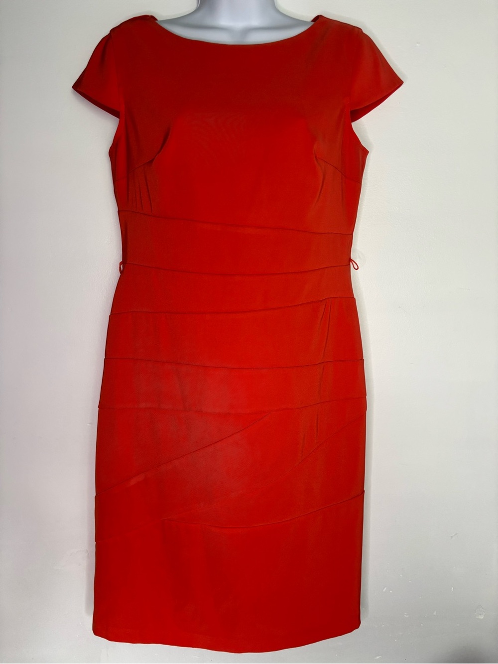 ALYX dress Vibrant Orange Ruched Sheath Dress Size 10 Cap Sleeve
